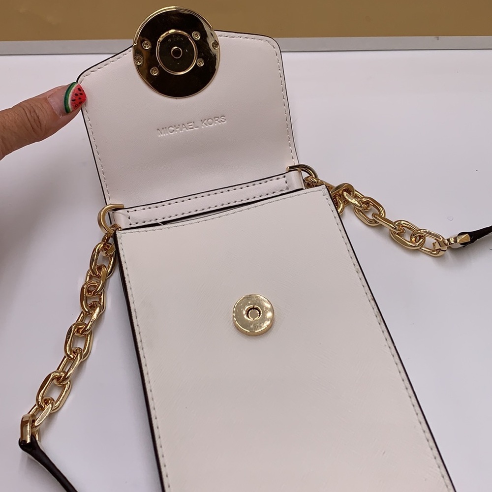 NWT MICHAEL KORS CARMEN SMALL NORTH SOUTH PHONE XBODY OPTIC WHITE COLOR - Picture 7 of 16